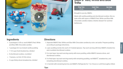 Sam's Club M&M's Recipe Web Page